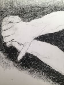 sketchbook hands clasped